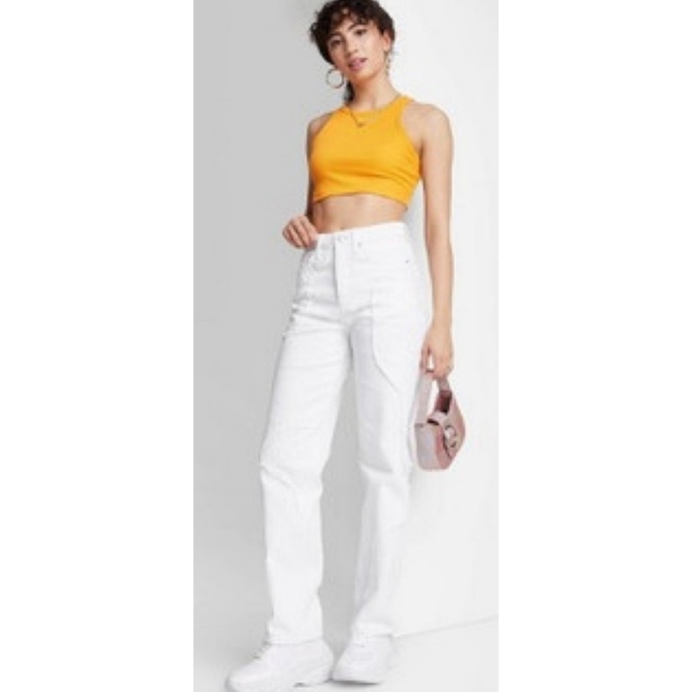 Wild Fable Super High Rise Frayed Seam Straight leg jeans White Size 00